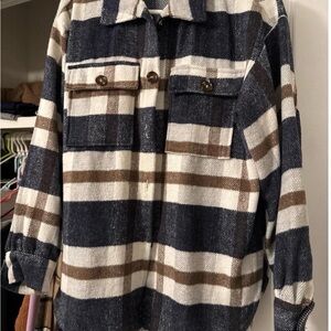 Plaid Button-Up Jacket